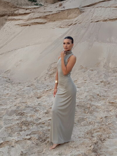 SAUDI DRESS IN WOOD BEIGE