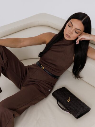 BROWN SUEDE PLAYSUIT