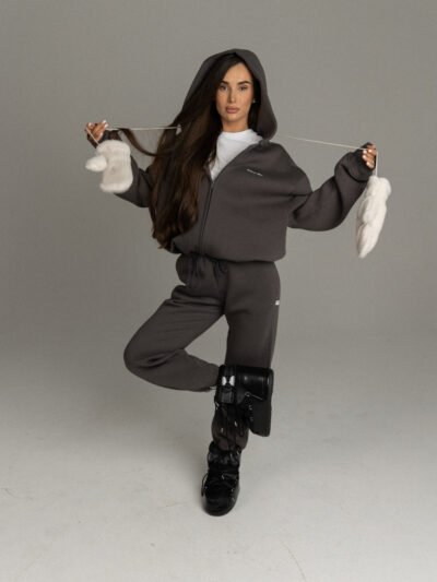 ZIP HOODIE IN DARK GRAY