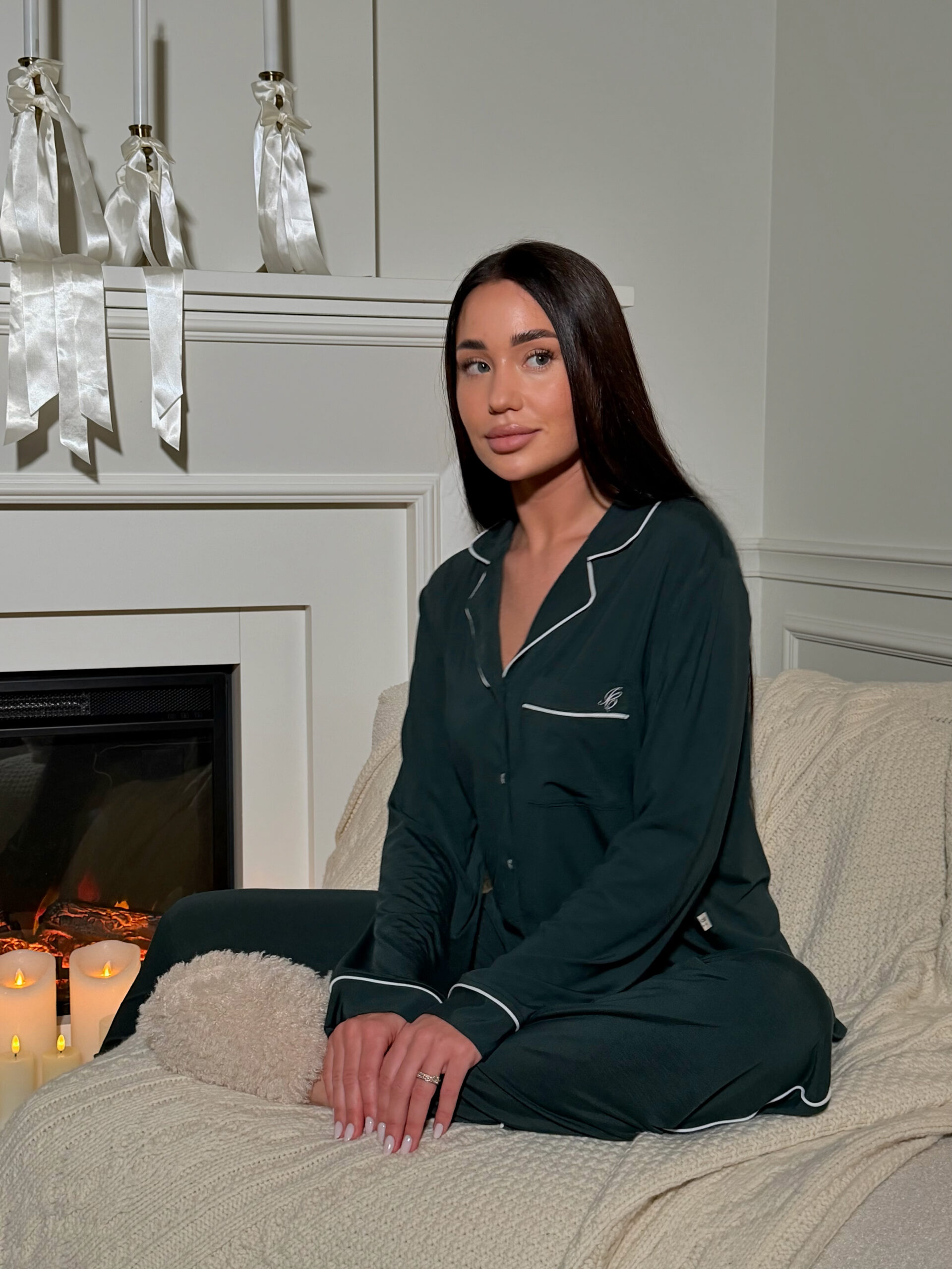 RAYON PAJAMA'S SET IN EMERALD GREEN - Image 2